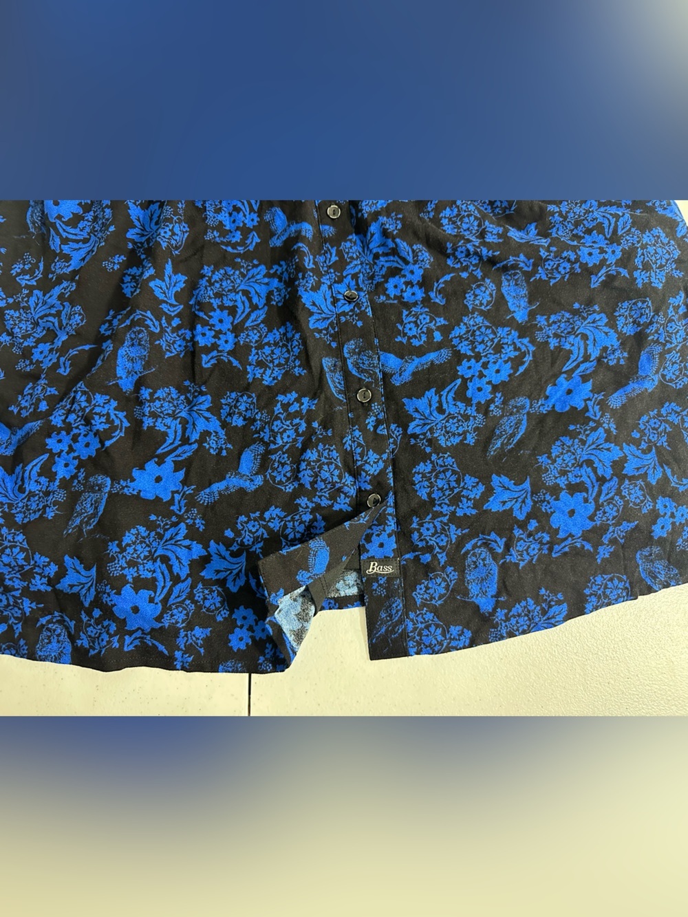 NEW GH BASS Size S Sleeveless Blue Black Floral Lined Dress Button Front Mini - Picture 8 of 11
